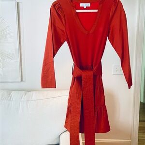 Karina Grimaldi Burnt Orange Dress V-Neck Size XS
